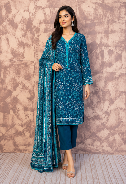 Printed Lawn 3PC Suit | Unstitched-ZR211