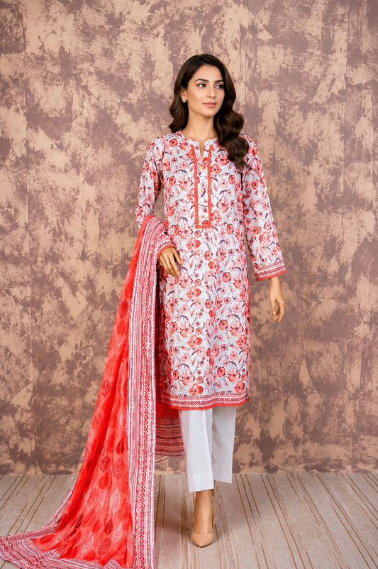 Printed Lawn 3PC Suit | Unstitched-ZR209