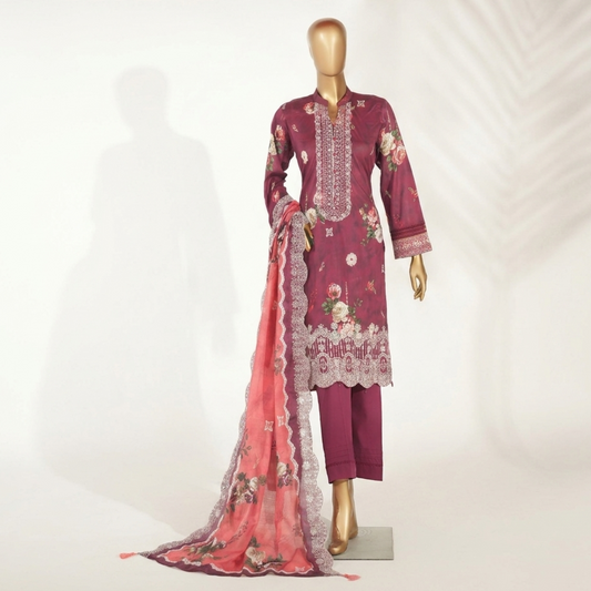 Embroidered Lawn 3PC Suit-ZR059