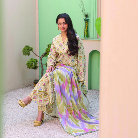 Printed Lawn 3PC-Stitched