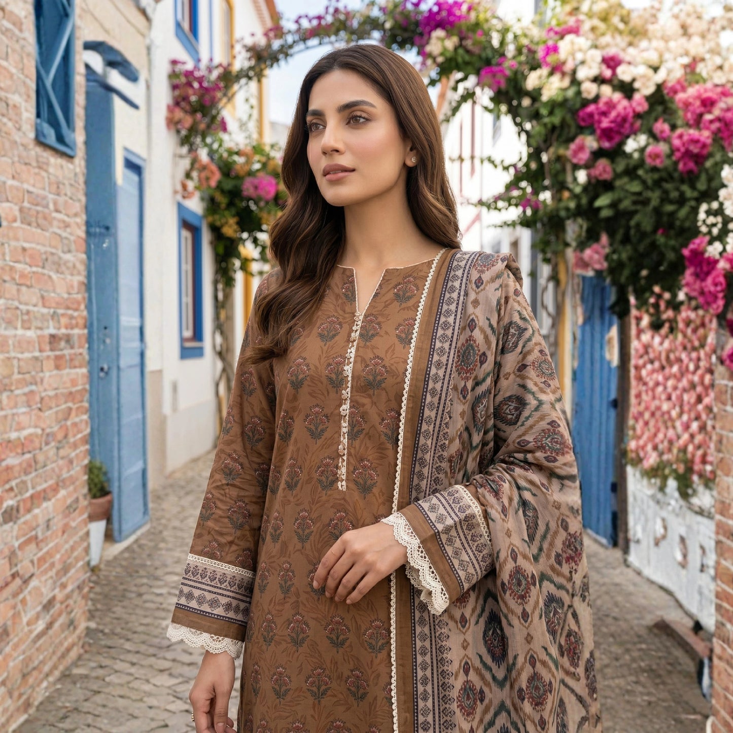 Printed Lawn 3 Piece Suit-ZR198