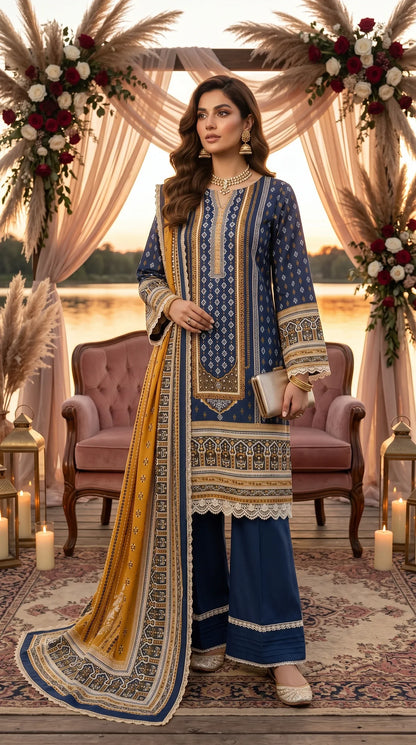 Printed Lawn Unstitched 3PC-ZR205
