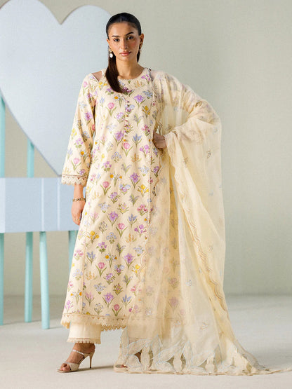 Unstitched 3PC Embroidered Lawn-ZR079