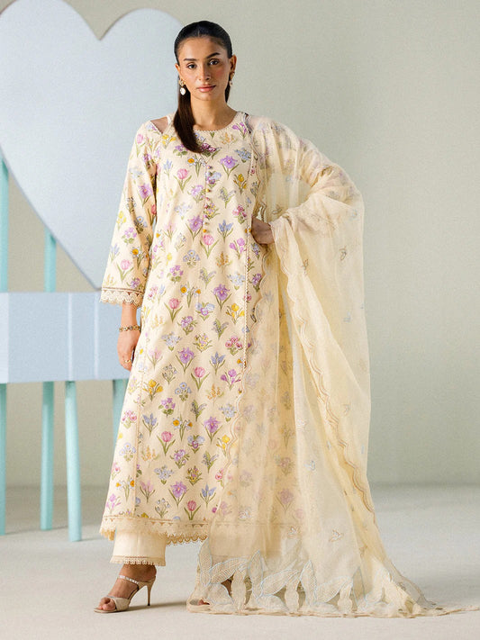 Unstitched 3PC Embroidered Lawn-ZR079
