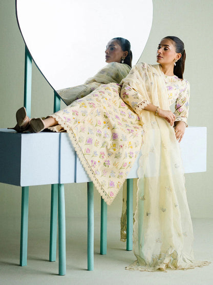 Unstitched 3PC Embroidered Lawn-ZR079