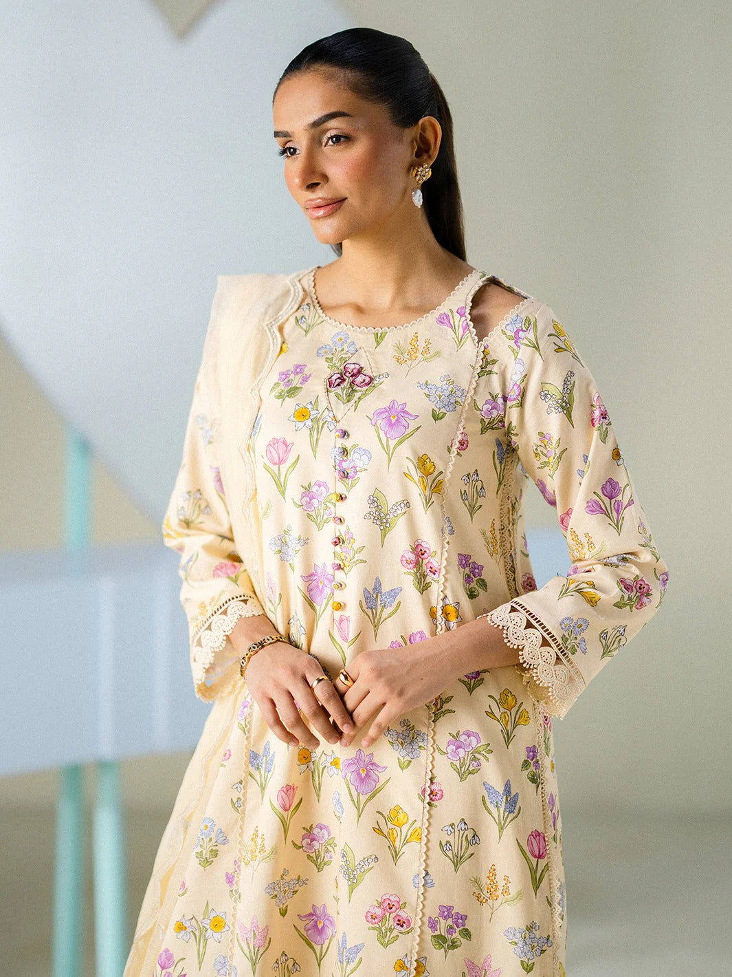 Unstitched 3PC Embroidered Lawn-ZR079