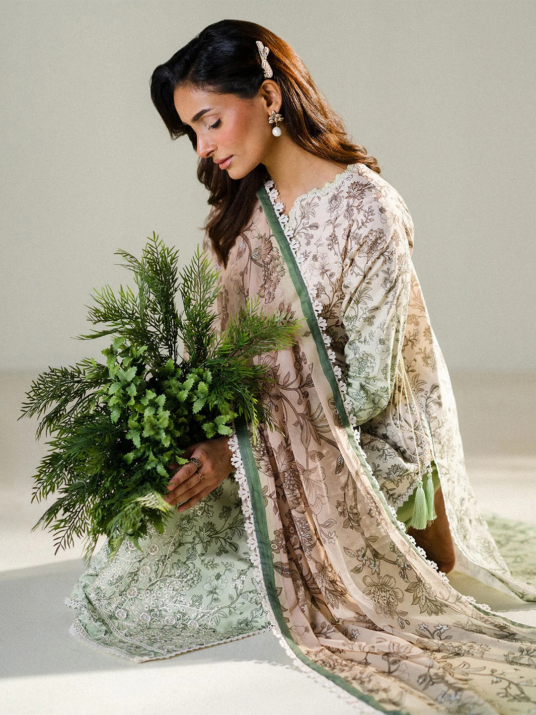 Unstitched 3PC Embroidered Lawn-ZR080