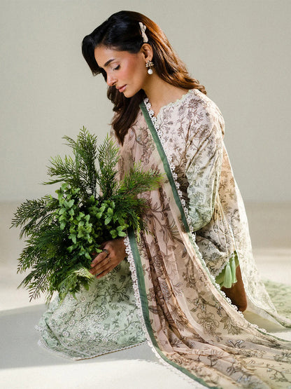 Unstitched 3PC Embroidered Lawn-ZR080