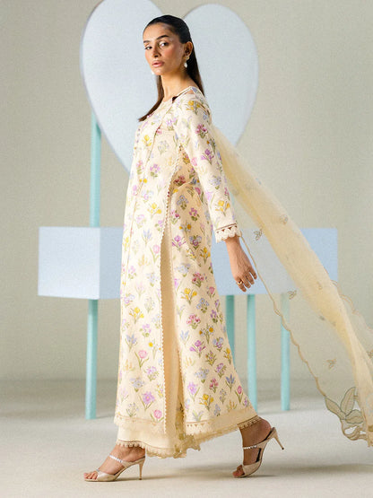 Unstitched 3PC Embroidered Lawn-ZR079