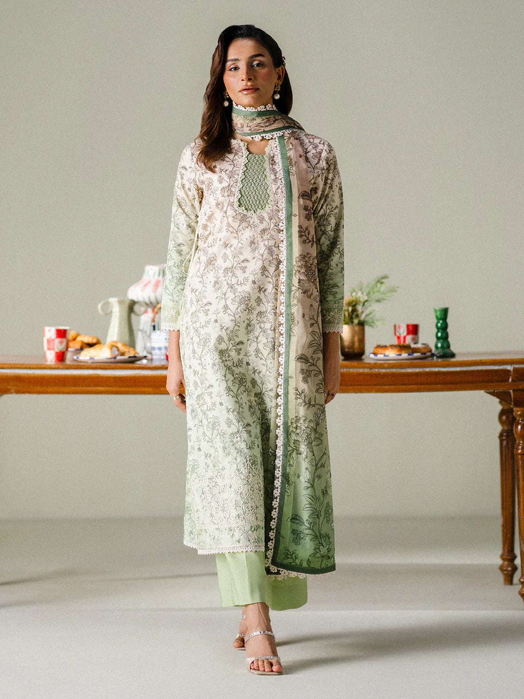 Unstitched 3PC Embroidered Lawn-ZR080