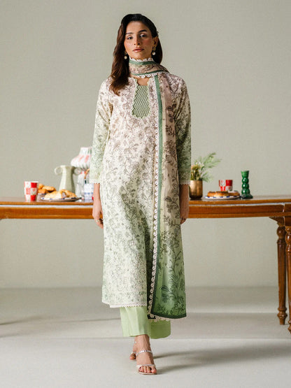 Unstitched 3PC Embroidered Lawn-ZR080