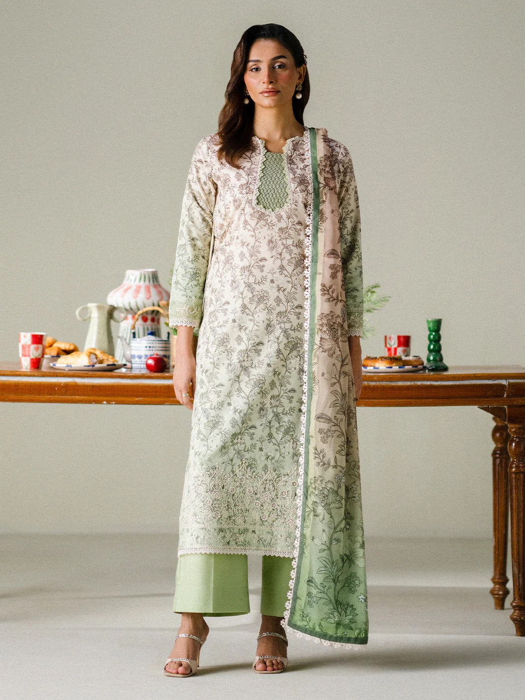 Unstitched 3PC Embroidered Lawn-ZR080