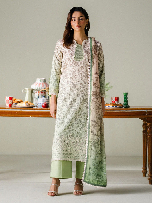 Unstitched 3PC Embroidered Lawn-ZR080