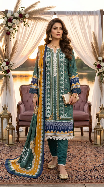 Printed Lawn Unstitched 3PC-ZR203