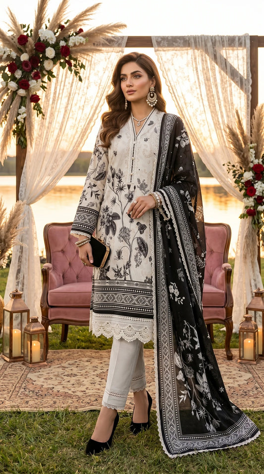 Printed Lawn Unstitched 3PC-ZR208