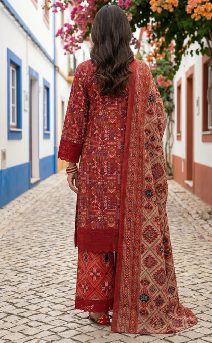 Printed Lawn 3 Piece Suit-ZR197