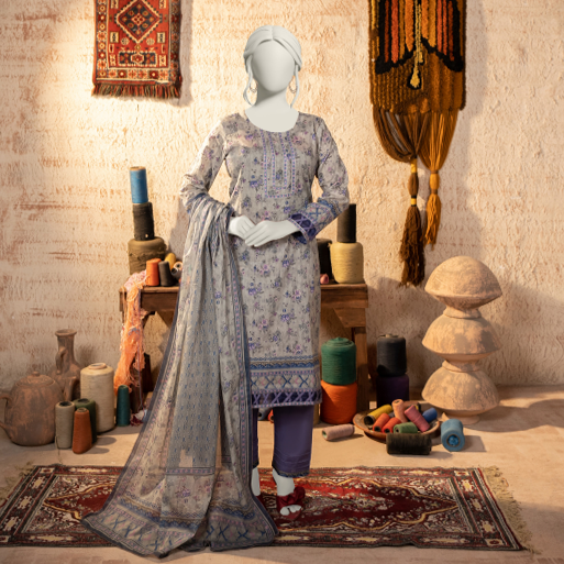 Digital Printed Lawn 3PC Suit-ZR151