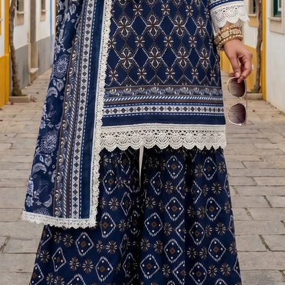 Printed Lawn 3 Piece Suit-ZR201
