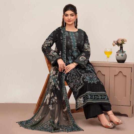 Embroidered Lawn 3PC Suit-ZR145
