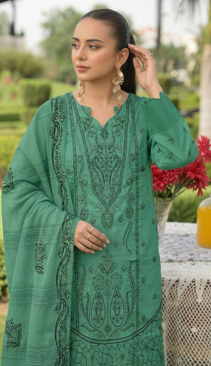 Embroidered Lawn 3 PC Suit-ZR137