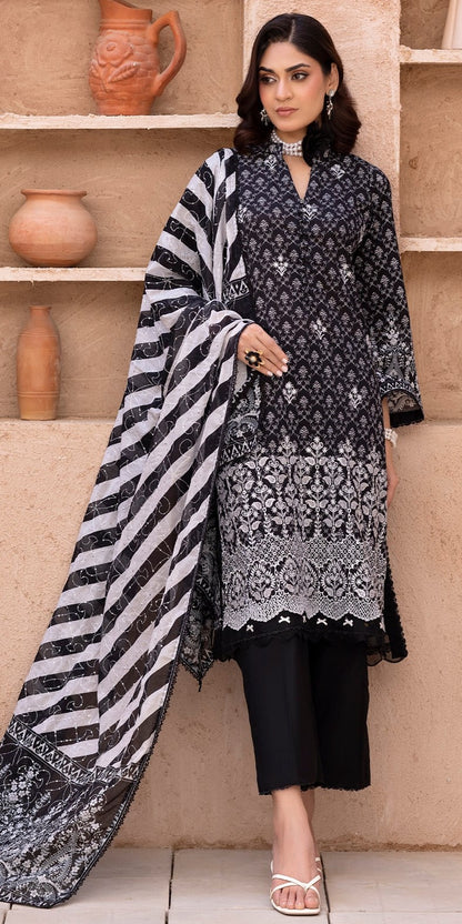Embroidered Lawn 3PC Suit-ZR054