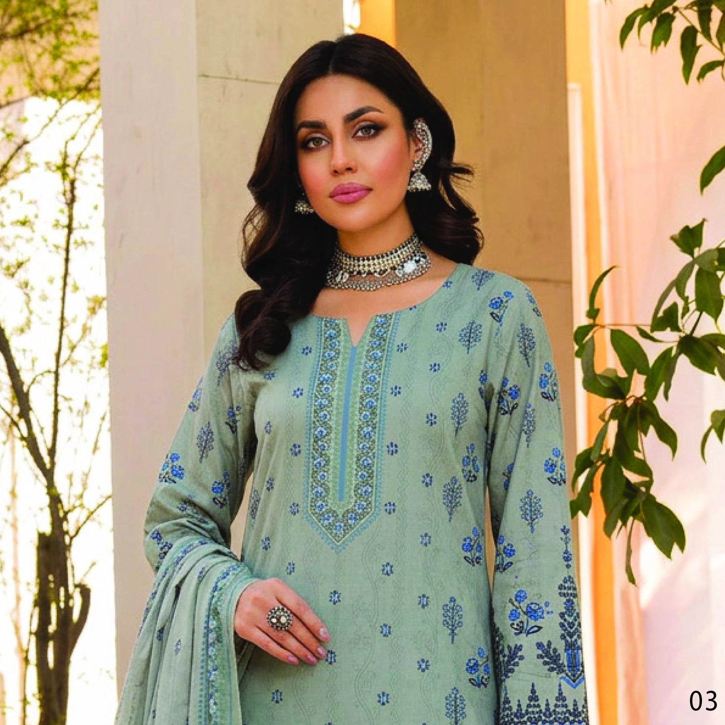 Digital Printed Lawn 3PC Suit-ZR189