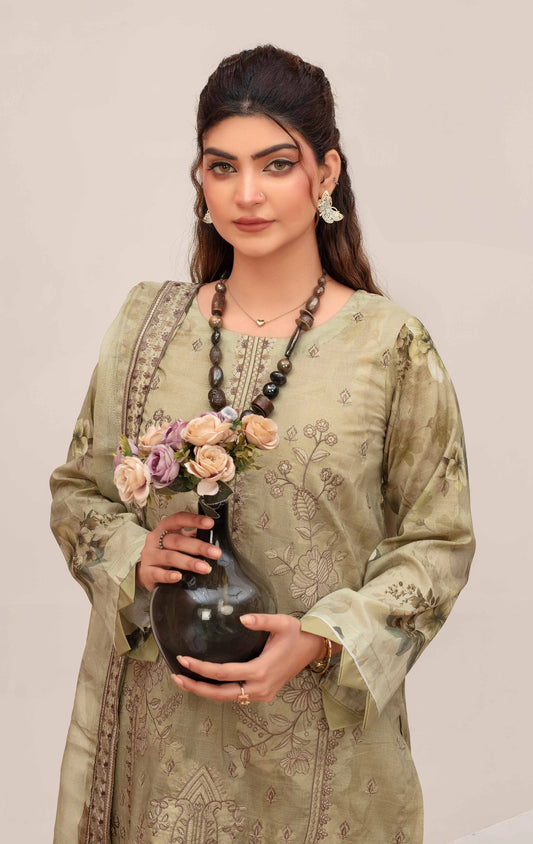 Embroidered Lawn 3PC Suit-ZR149