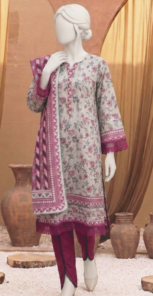 Printed Lawn 3PC Suit-ZR085