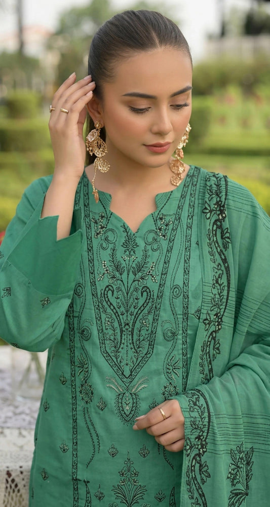 Embroidered Lawn 3 PC Suit-ZR137