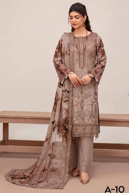 Embroidered Lawn 3PC Suit-ZR147