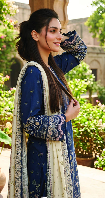 Digital Printed 3PC Lawn Suit-ZR115