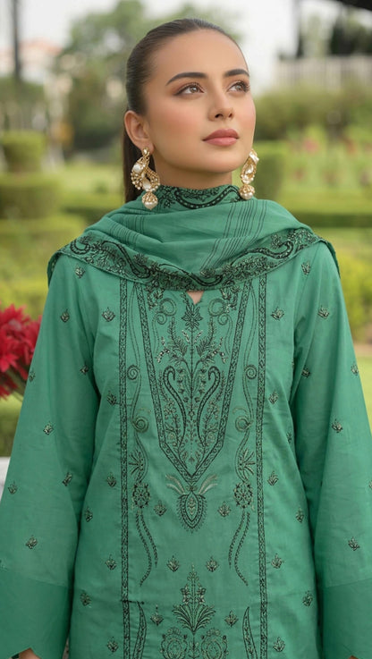 Embroidered Lawn 3 PC Suit-ZR137