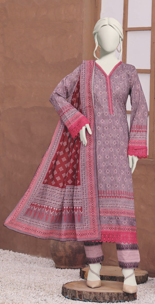 Printed Lawn 3PC Suit-ZR086