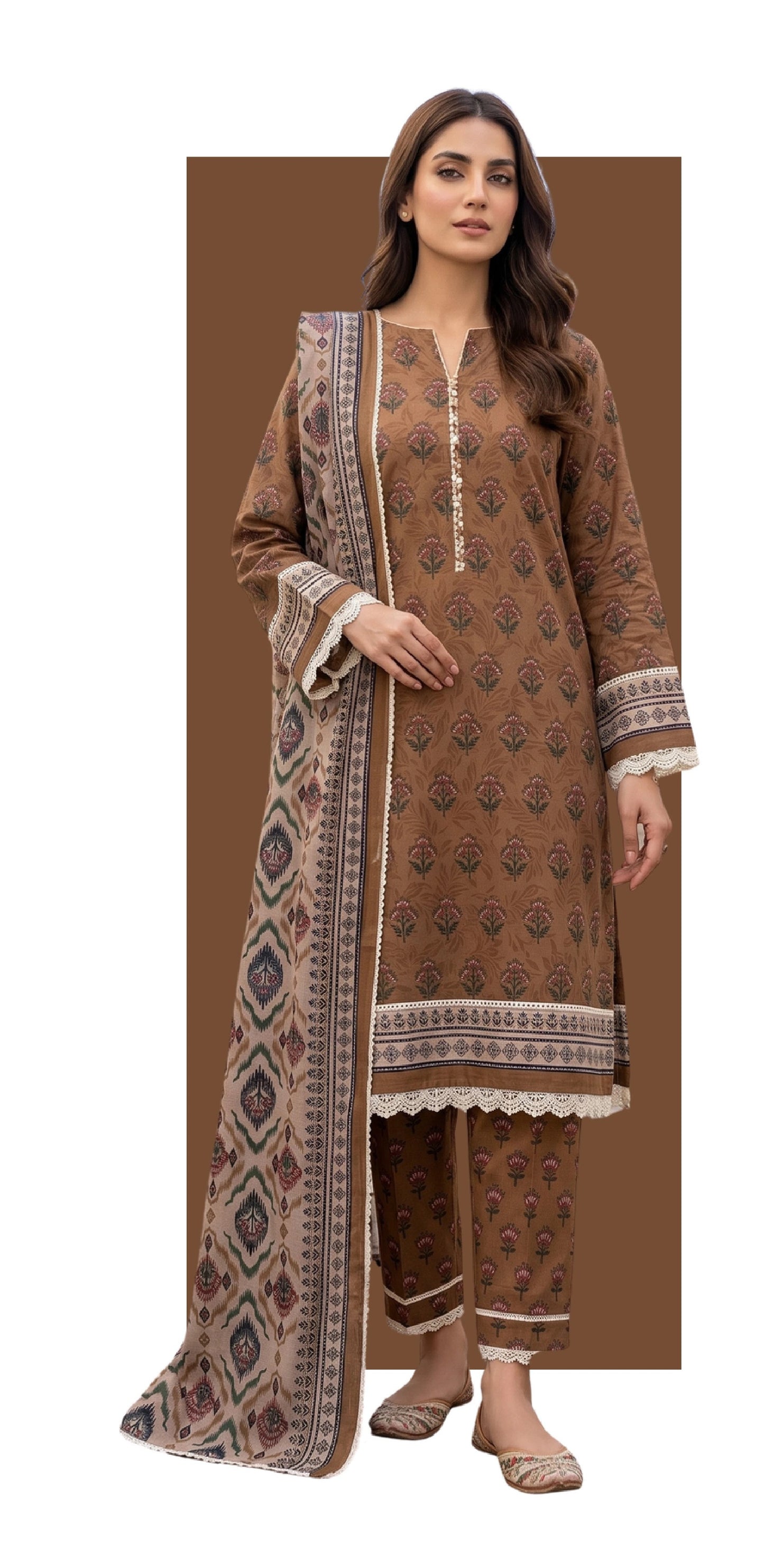 Printed Lawn 3 Piece Suit-ZR198