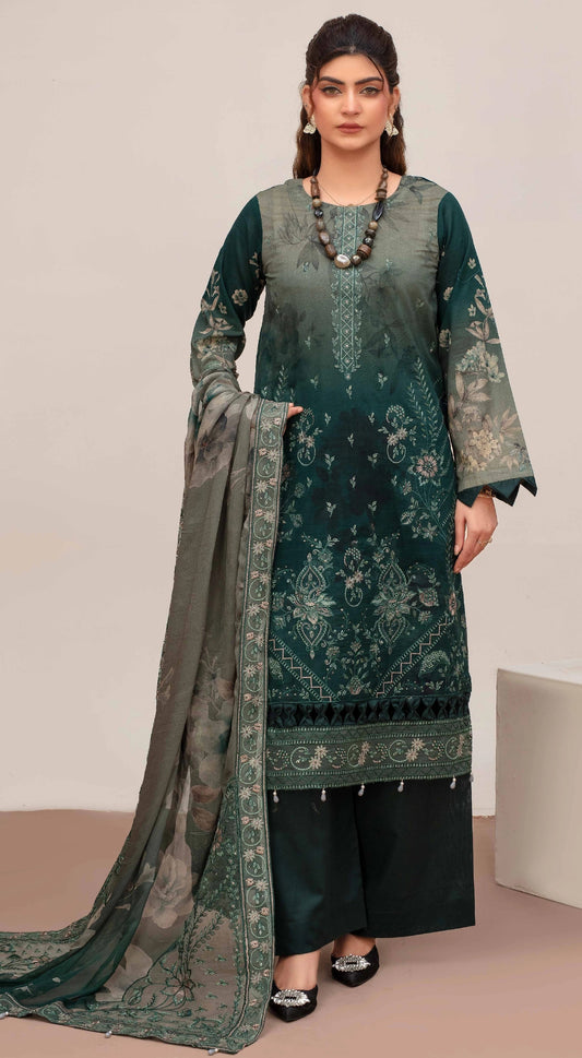 Embroidered Lawn 3PC Suit-ZR148