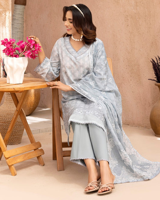 Embroidered Lawn 3PC Suit-ZR053