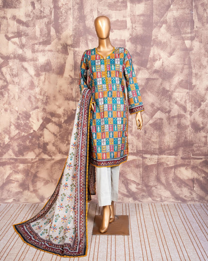 Printed Lawn 3PC Suit | Unstitched-ZR218