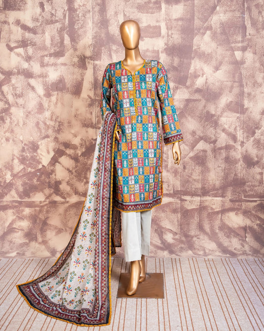 Printed Lawn 3PC Suit | Unstitched-ZR218