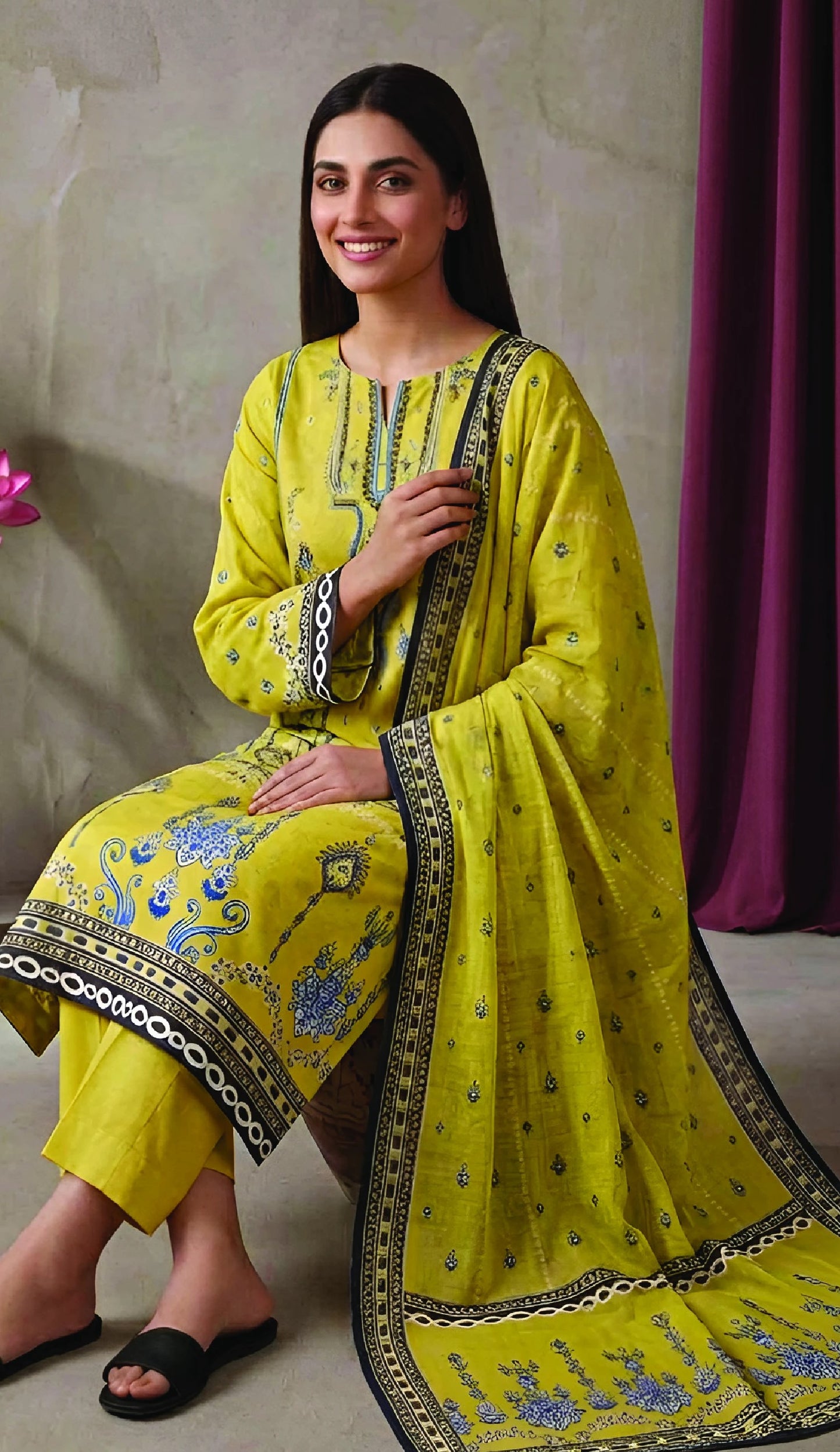 Digital Printed 3PC Lawn Suit-ZR114
