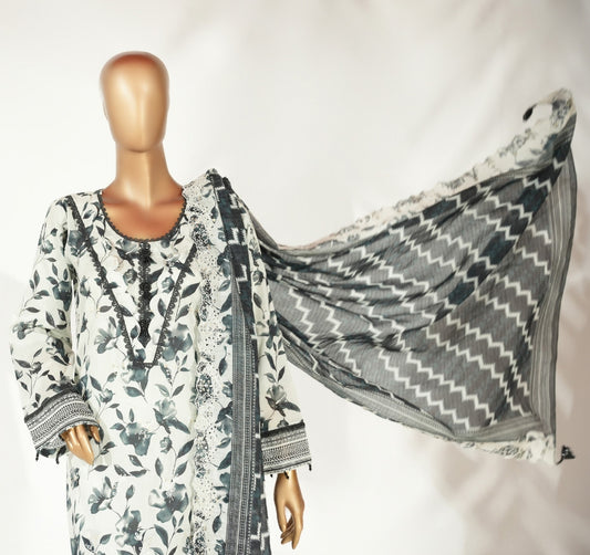 Embroidered Lawn 3PC Suit-ZR063