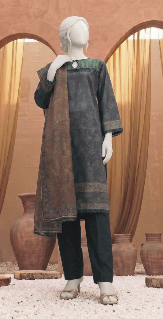 Printed Lawn 3PC Suit-ZR077