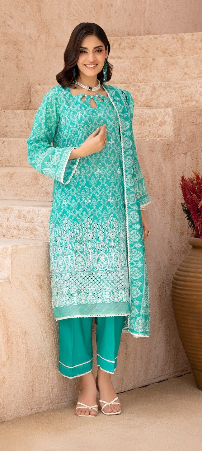 Embroidered Lawn 3PC Suit-ZR055