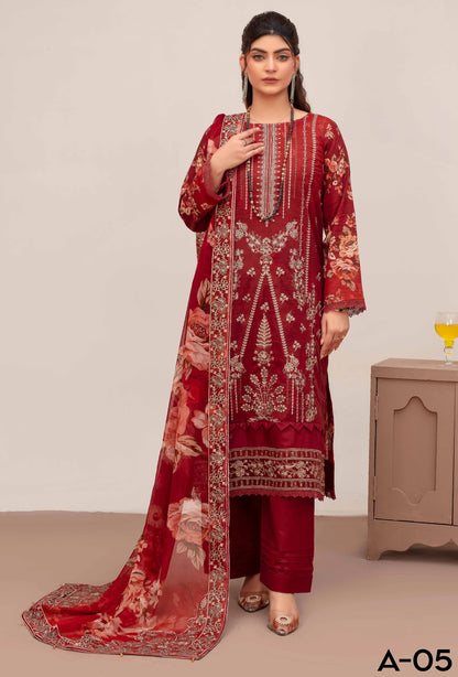 Embroidered Lawn 3PC Suit-ZR144