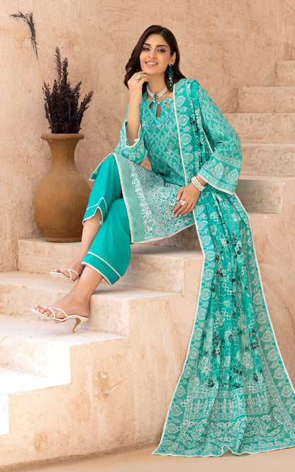 Embroidered Lawn 3PC Suit-ZR055