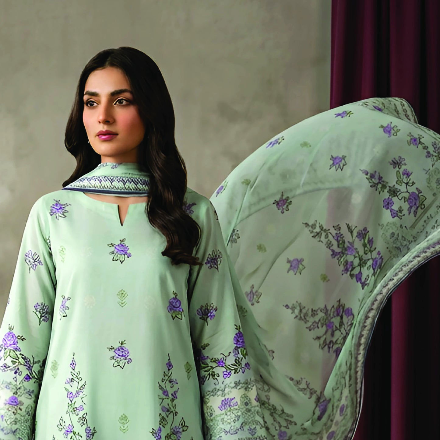 Digital Printed 3PC Lawn Suit-ZR122