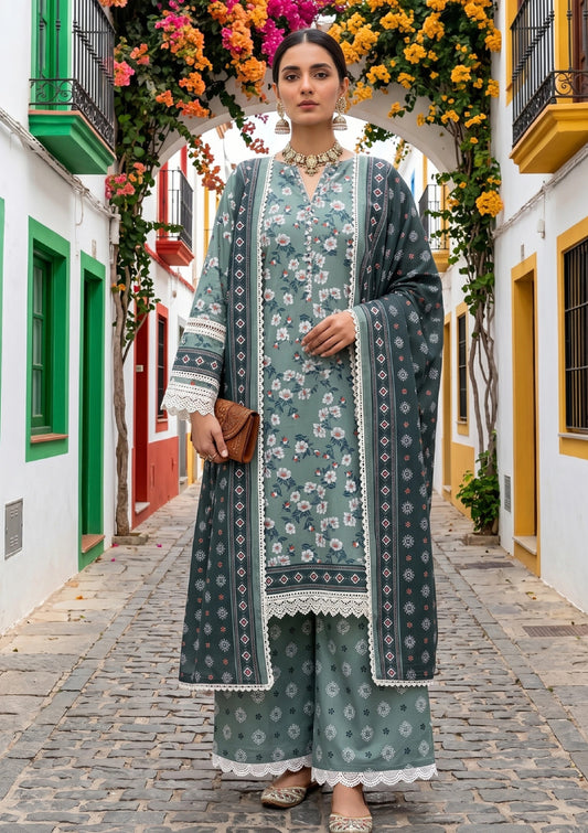 Printed Lawn 3 Piece Suit-ZR199