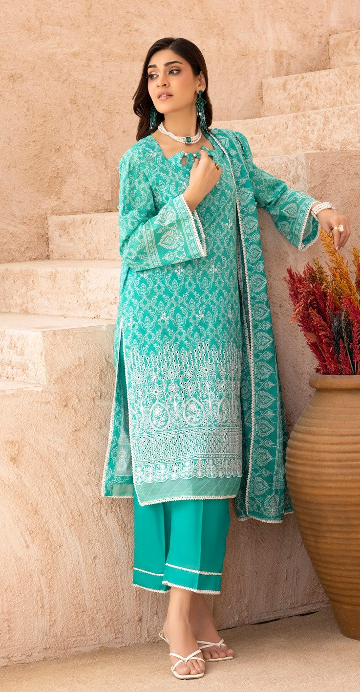 Embroidered Lawn 3PC Suit-ZR055