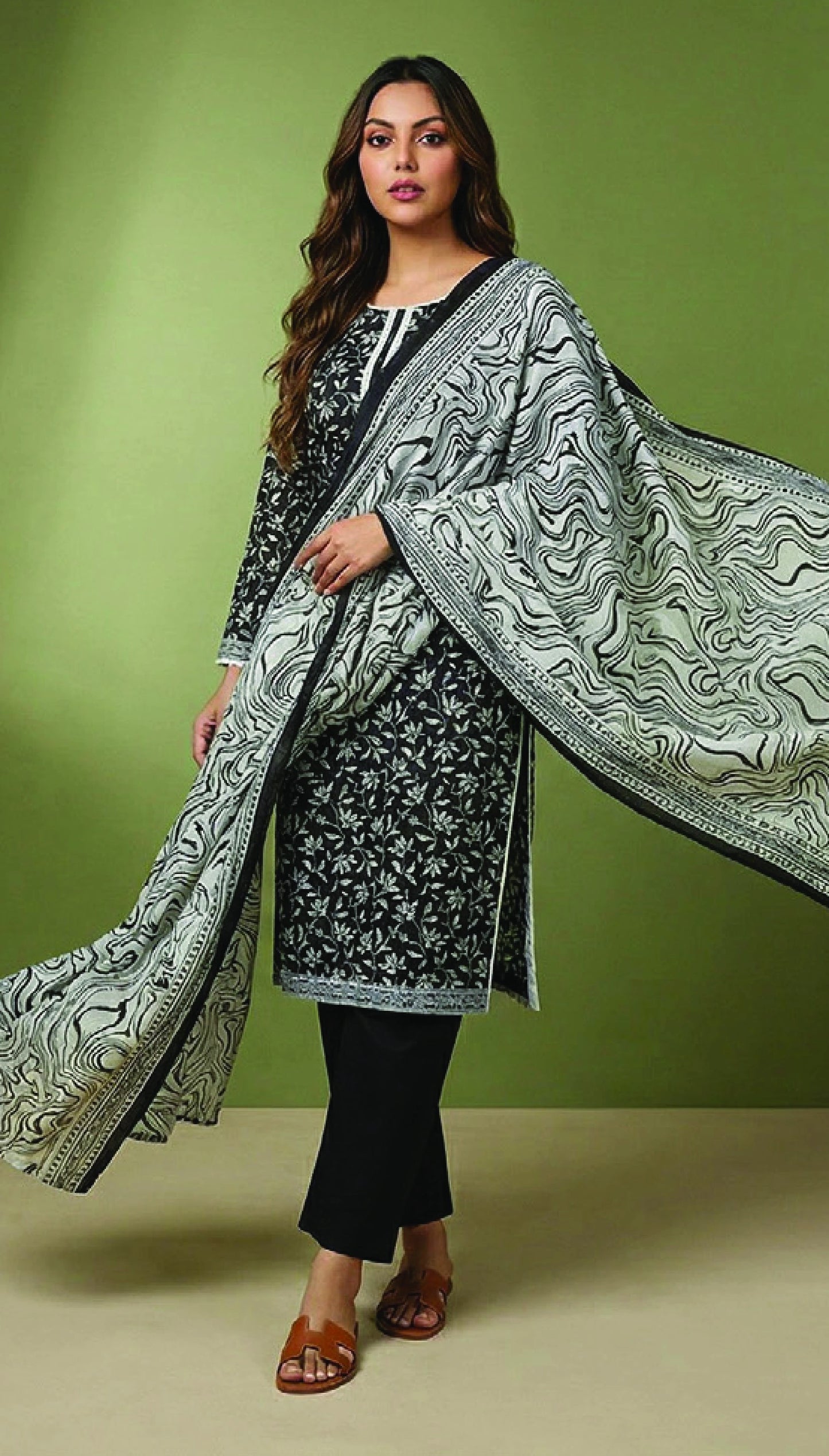 Digital Printed Lawn 3 PC Suit-ZR132