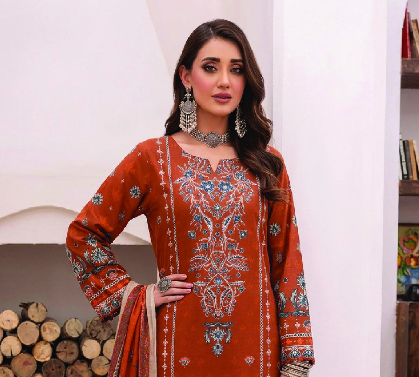 Digital Printed Lawn 3PC Suit-ZR196