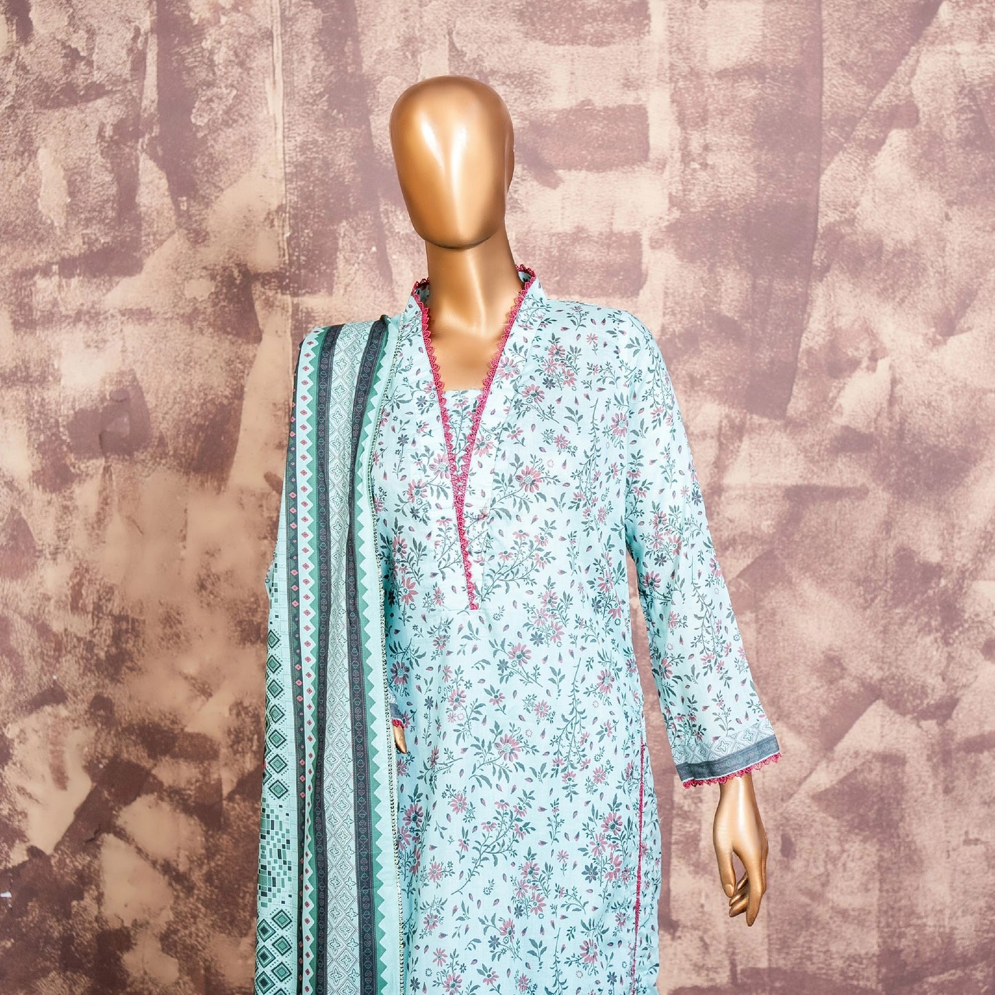 Printed Lawn 3PC Suit | Unstitched-ZR217